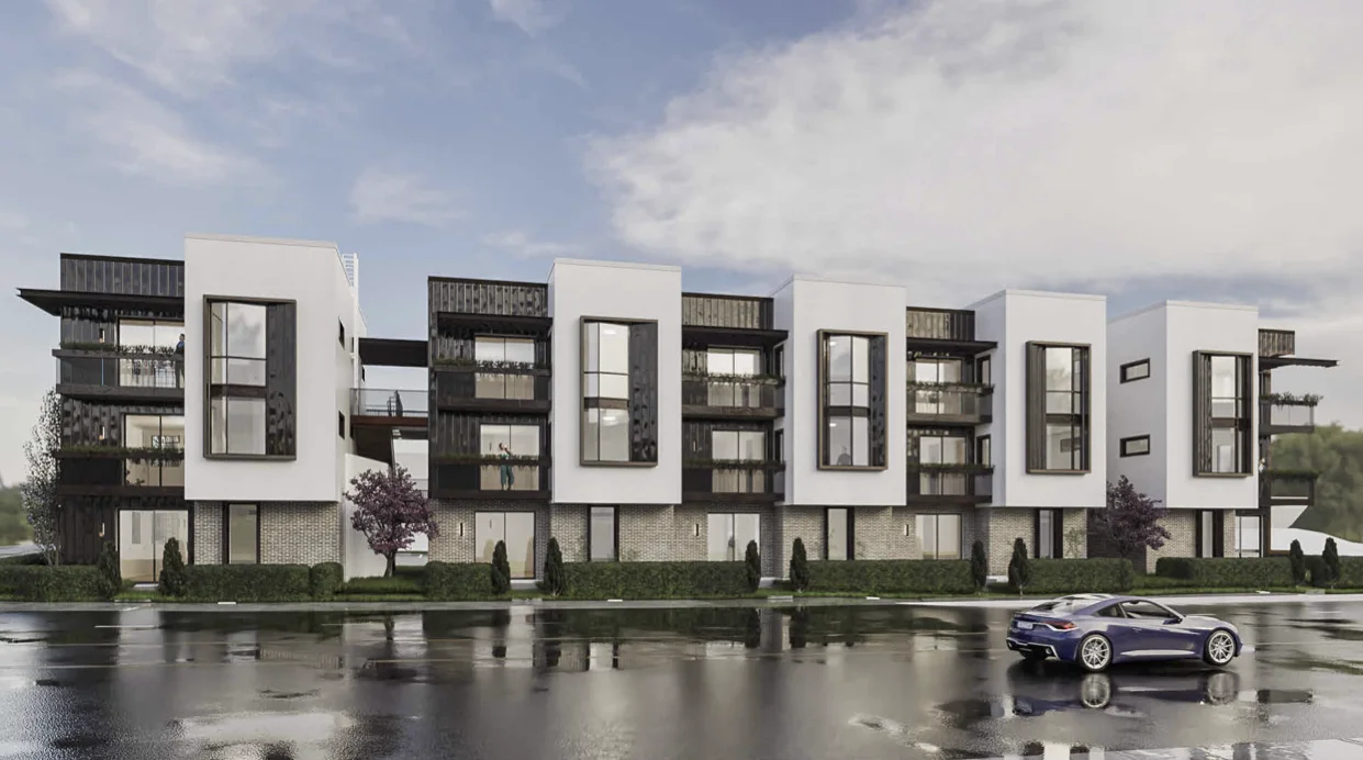 Front elevation rendering of The Canyon Lofts in Provo, Utah