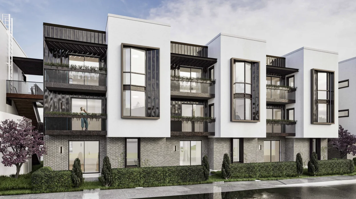 Street-level rendering of The Canyon Lofts condominium residences in Provo, Utah